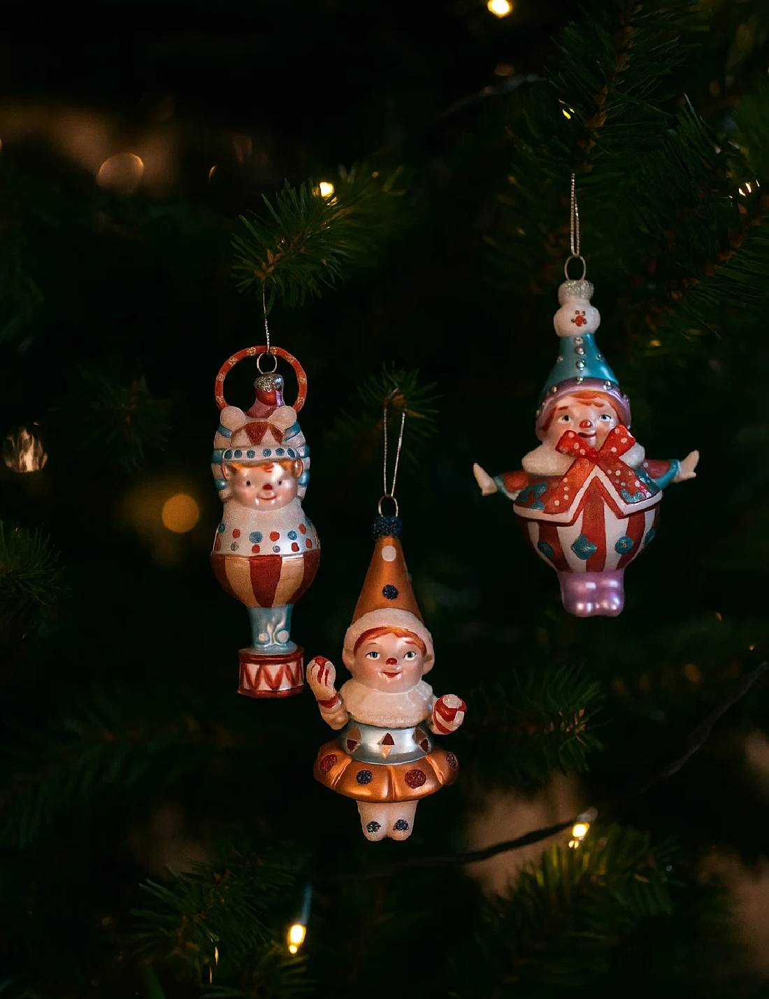 Addobbo Albero Di Natale In Vetro Clown Giocoliere Circense 16cm