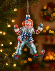 Addobbo Albero Di Natale In Vetro Clown Pagliaccio Circense 14cm