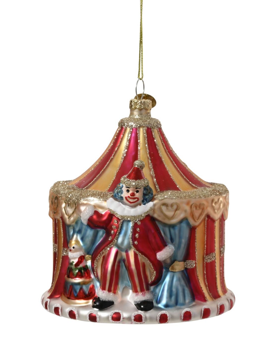 Addobbo Albero Di Natale In Vetro Tenda Circense 11cm