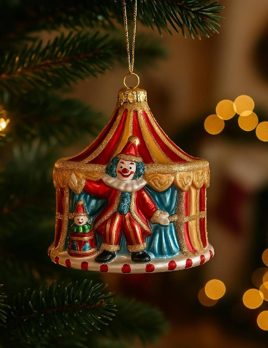 Addobbo Albero Di Natale In Vetro Tenda Circense 11cm