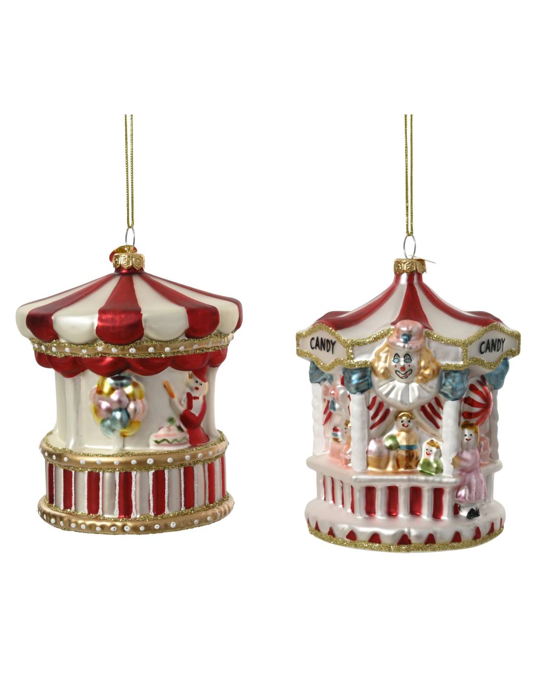 Addobbo Albero Di Natale In Vetro Stand Circense 12cm