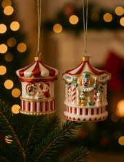 Addobbo Albero Di Natale In Vetro Stand Circense 12cm