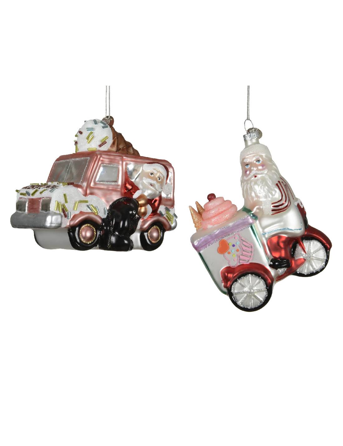 Addobbo Albero Di Natale In Vetro Babbo Natale Gelataio 11cm
