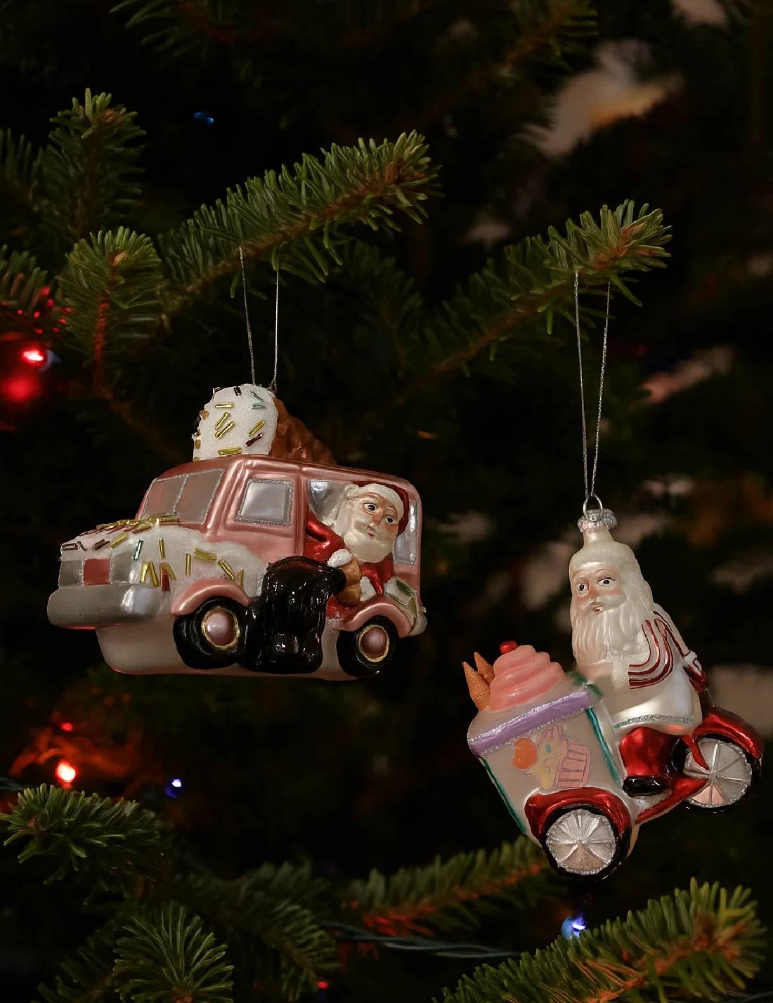 Addobbo Albero Di Natale In Vetro Babbo Natale Gelataio 11cm