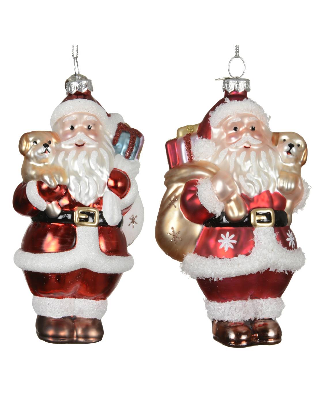 Addobbo Albero Di Natale In Vetro Babbo Natale Con Doni 13cm