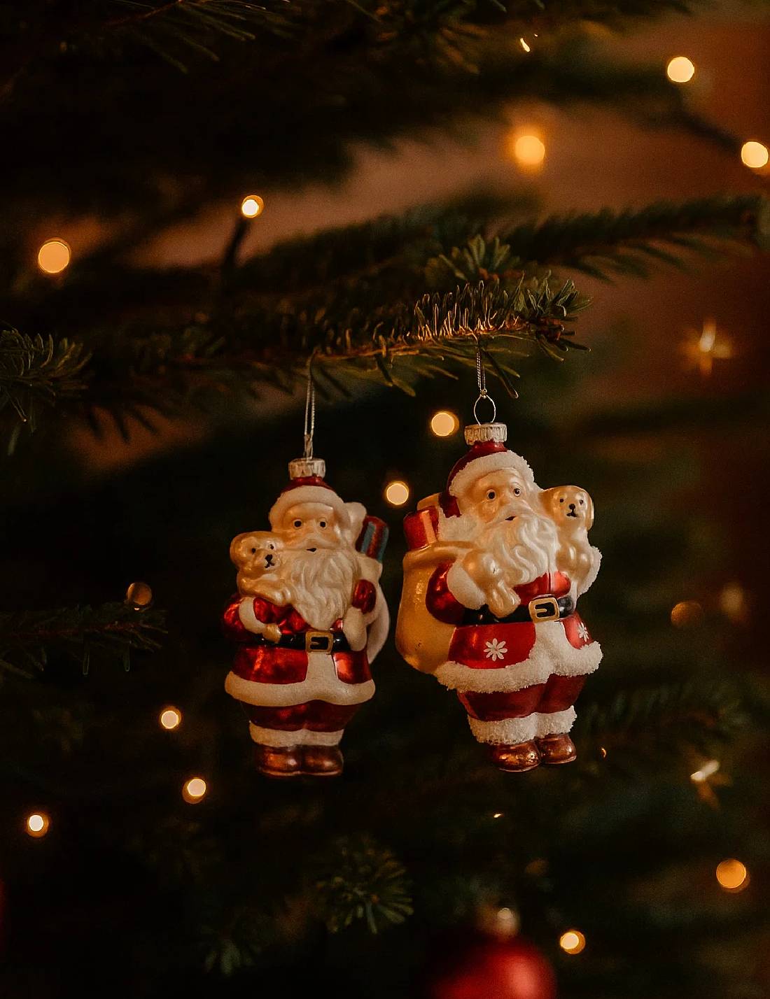 Addobbo Albero Di Natale In Vetro Babbo Natale Con Doni 13cm