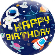 Palloncino Metalfoil Blu Happy Birthday Spazio 22" 56cm