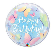 Palloncino Bubble Happy Birthday Farfalle 22" 56cm