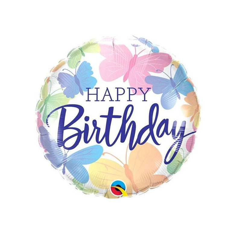 Palloncino Metalfoil Happy Birthday Farfalle 18" 46cm