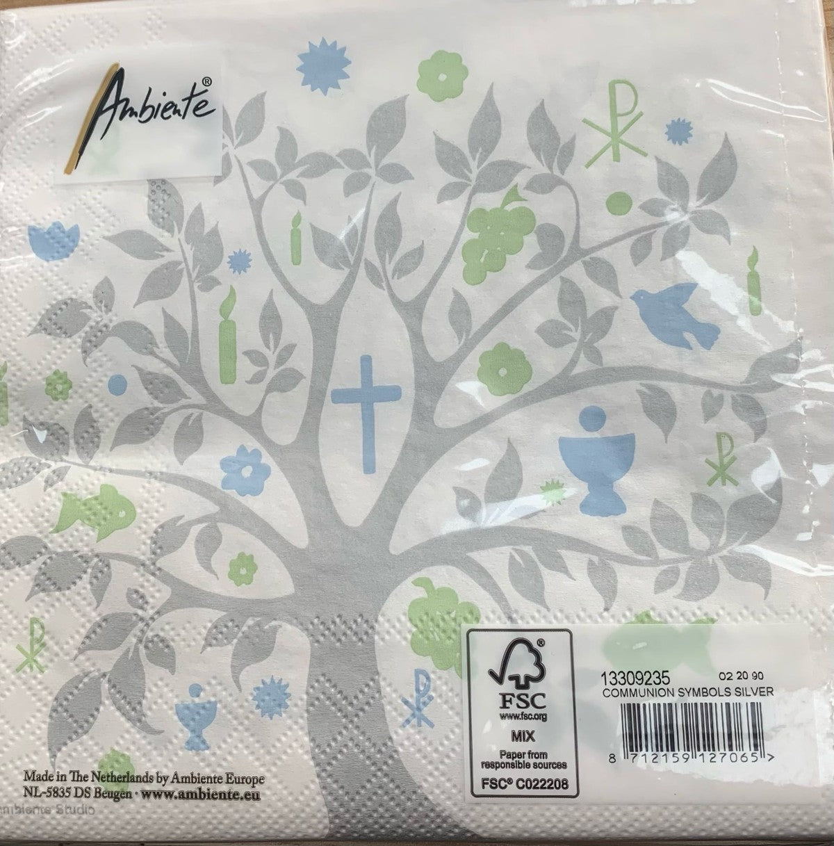 Tovaglioli Comunione Simboli Argento 33x33cm 20pz