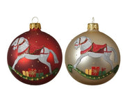 Pallina Albero Di Natale in Vetro Cavallo A Dondolo 8cm