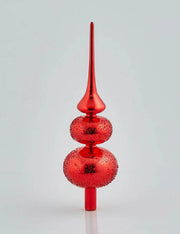 Puntale Albero Di Natale Rosso In Vetro 35 cm