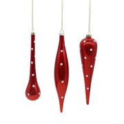 Pallina Albero Di Natale In Vetro Rossa Pois Bianchi 19cm Assortito