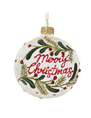 Pallina Albero Di Natale In Vetro Trasparente Merry Christmas 8cm