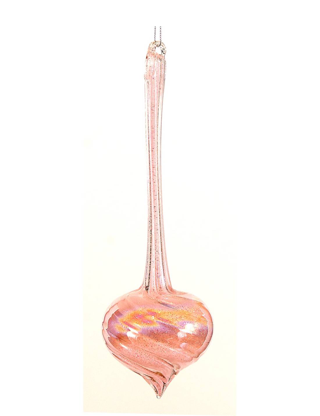 Pallina Albero Di Natale In Vetro Allungata Rosa 25cm