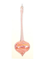 Pallina Albero Di Natale In Vetro Allungata Rosa 25cm
