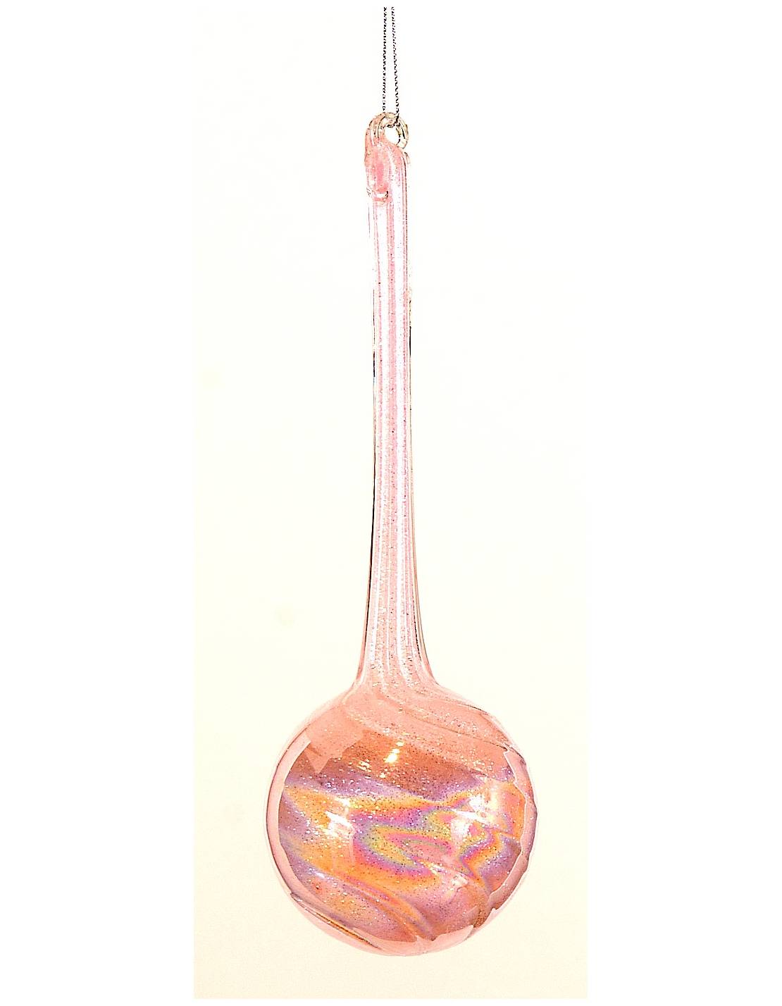 Pallina Albero Di Natale In Vetro Allungata Rosa 25cm