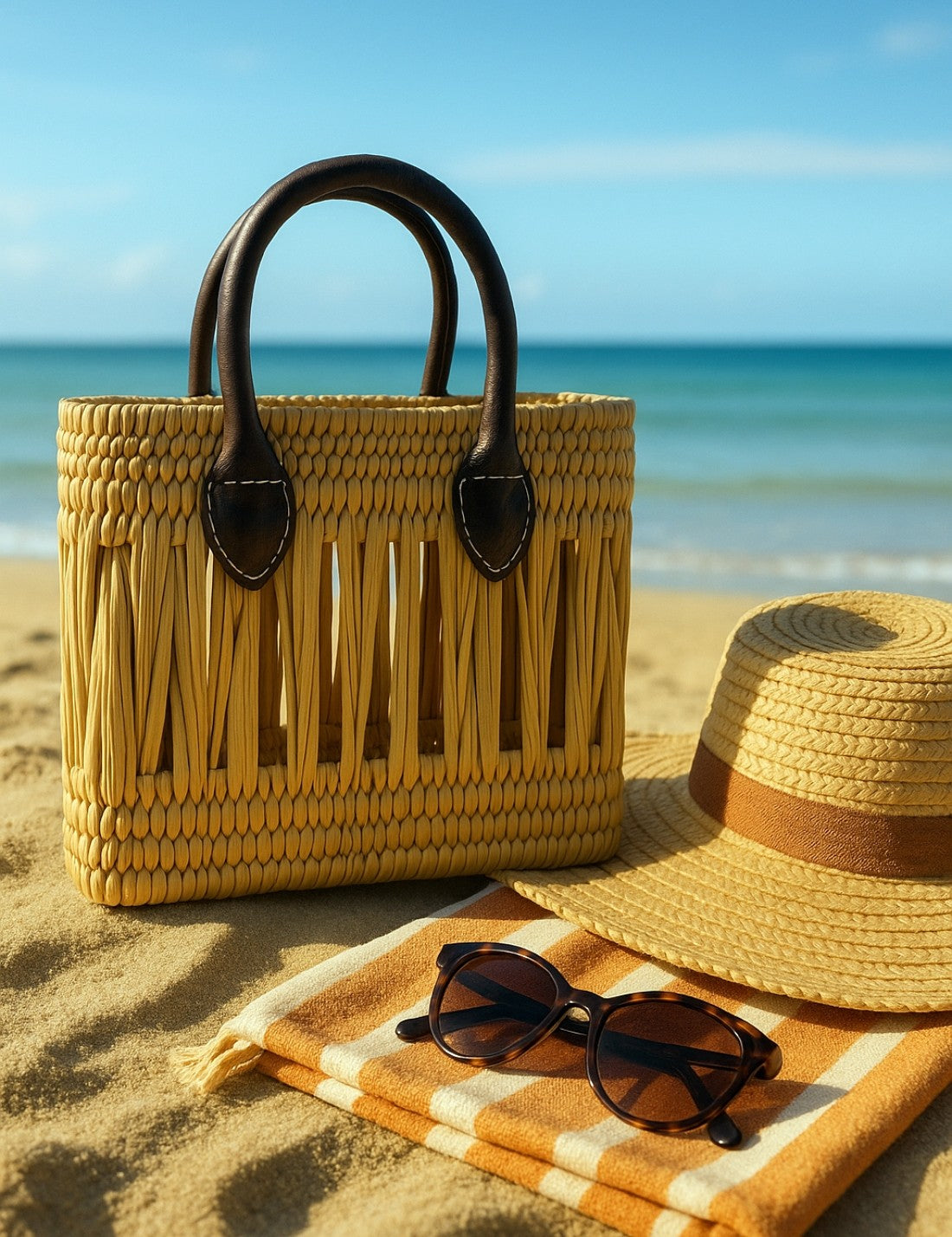 Borsa In Rattan Artigianale Intrecciata A Mano 29cm