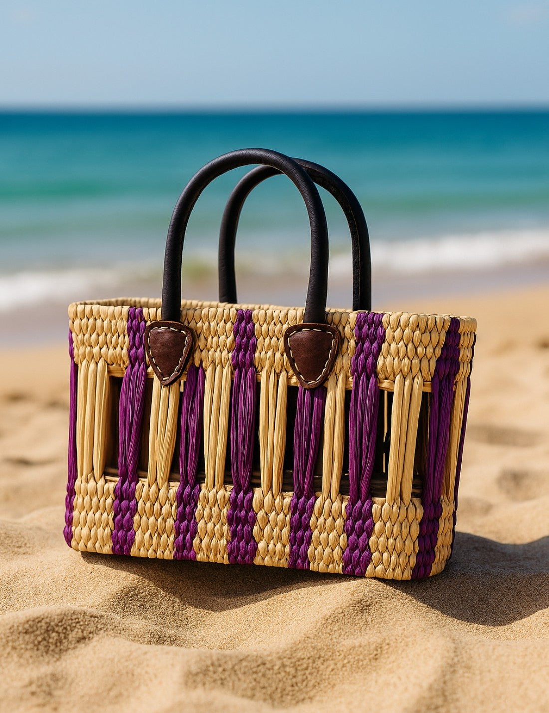 Borsa In Rattan Artigianale Intrecciata A Mano 29cm