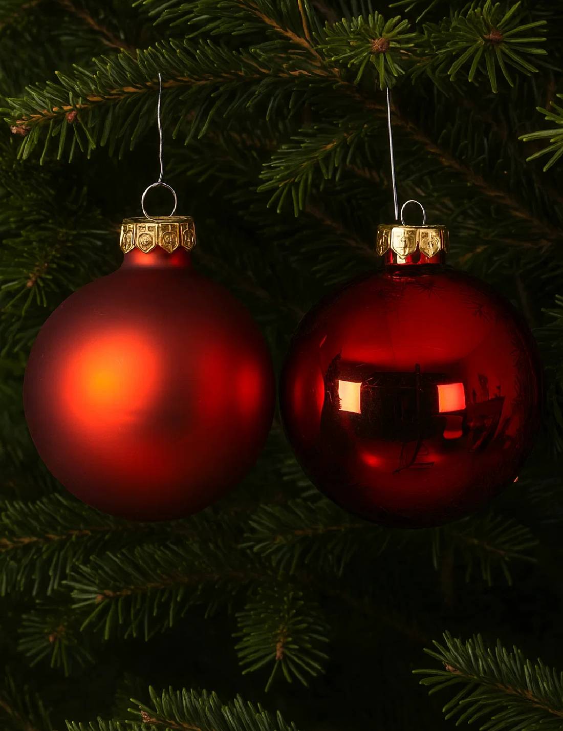 Set 20pz Palline Albero Di Natale In Vetro Rosso 6cm