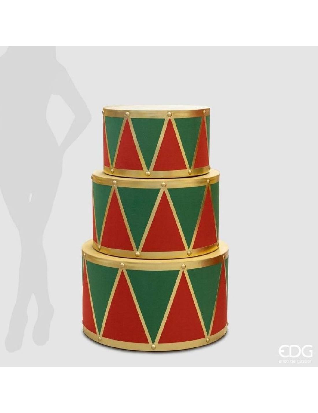 Tamburo Tavolo Espositore Rosso Verde Oro 50cm