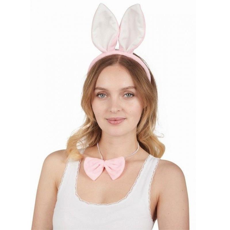 Set Costume Coniglio Rosa Accessori Halloween E Carnevale