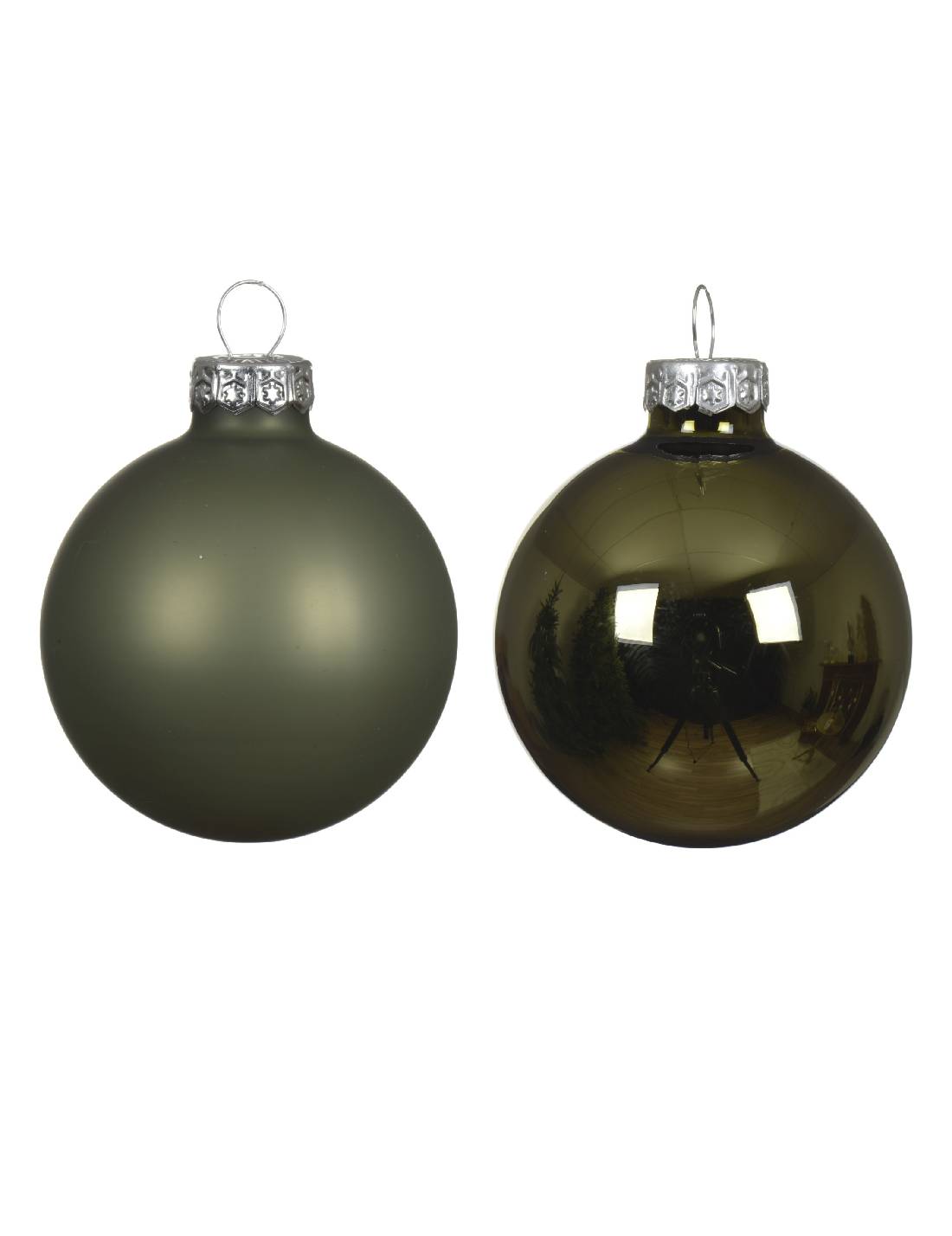 Pallina Albero Di Natale In Vetro Verde Rosmarino 5cm