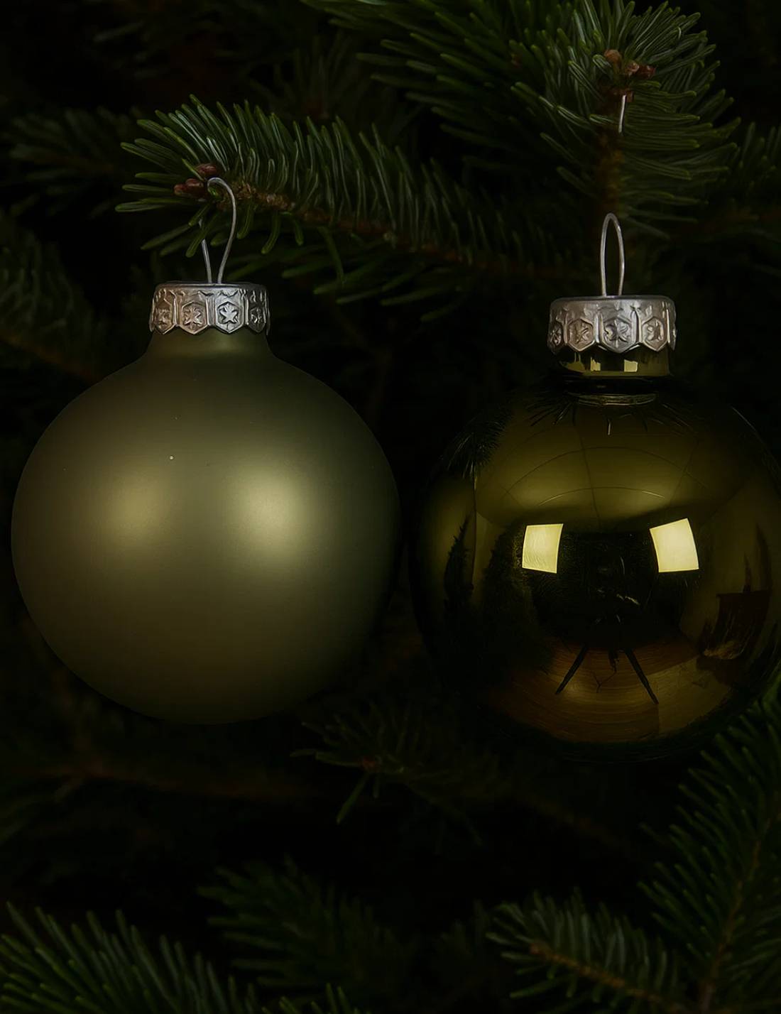 Pallina Albero Di Natale In Vetro Verde Rosmarino 5cm