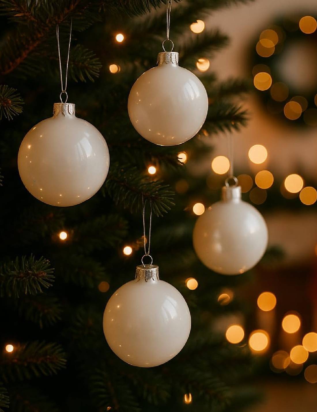 Pallina Albero Di Natale In Vetro Bianco Inverno 5cm