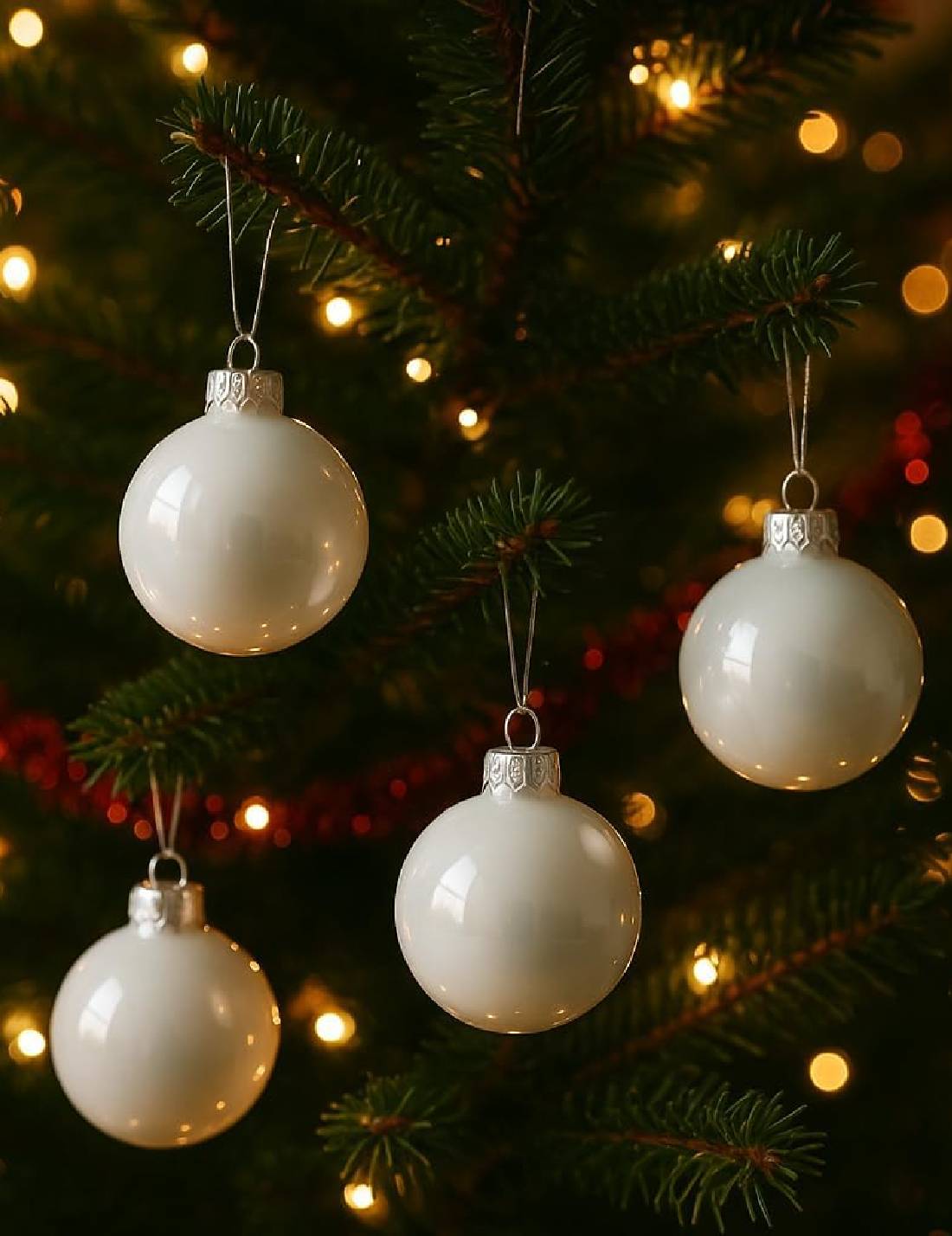 Pallina Albero Di Natale In Vetro Bianco Inverno 6cm