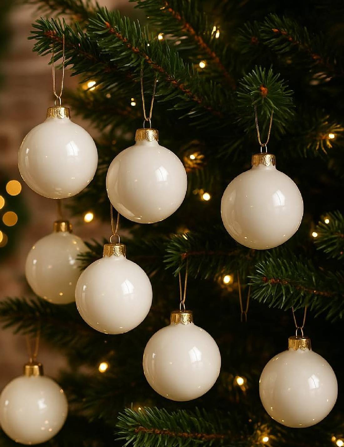 Pallina Albero Di Natale In Vetro Bianco Lana 6cm