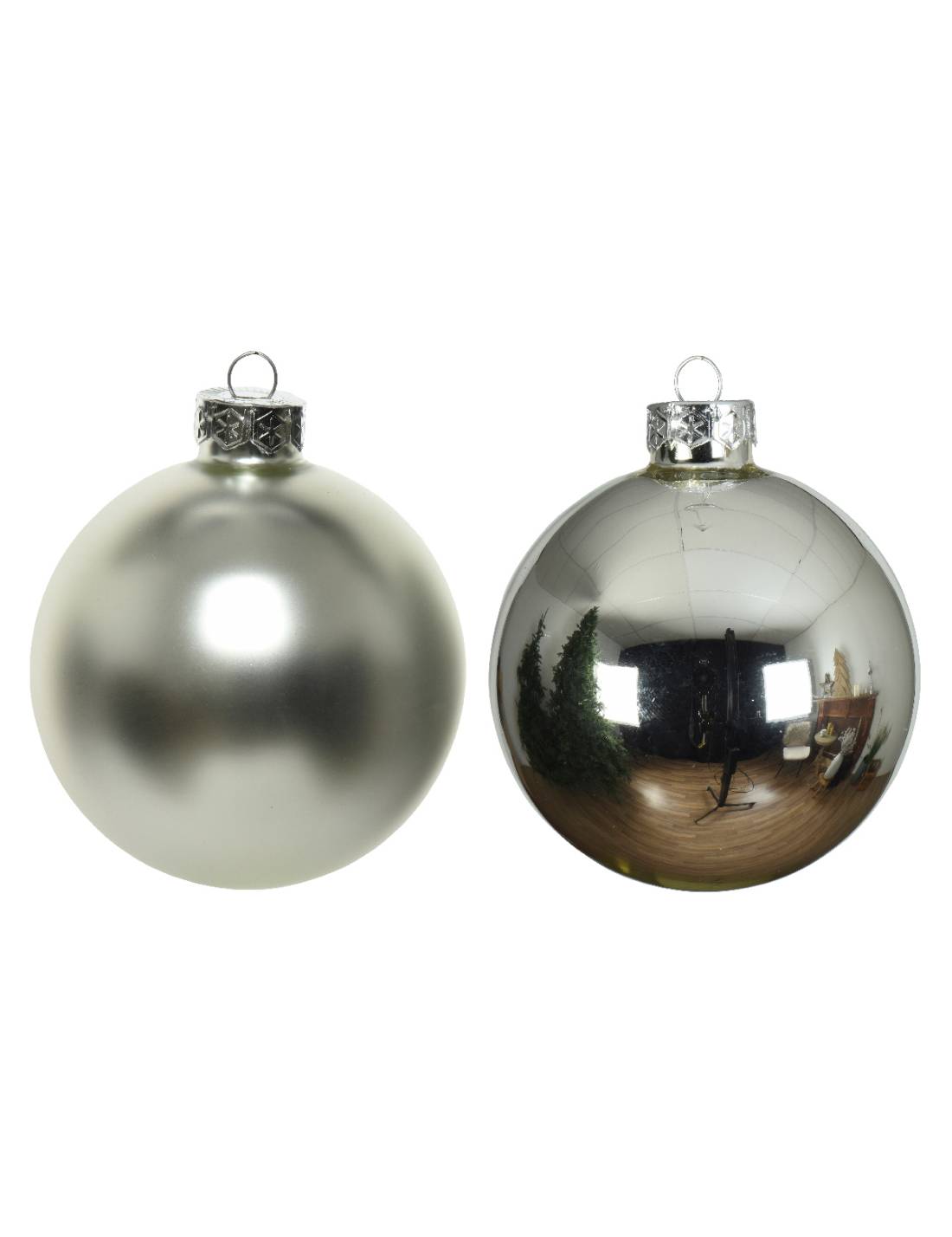 Pallina Albero Di Natale In Vetro Argento 8cm Prodotto Assortito