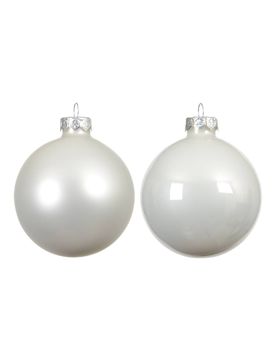 Pallina Albero Di Natale In Vetro Bianco Inverno 8cm