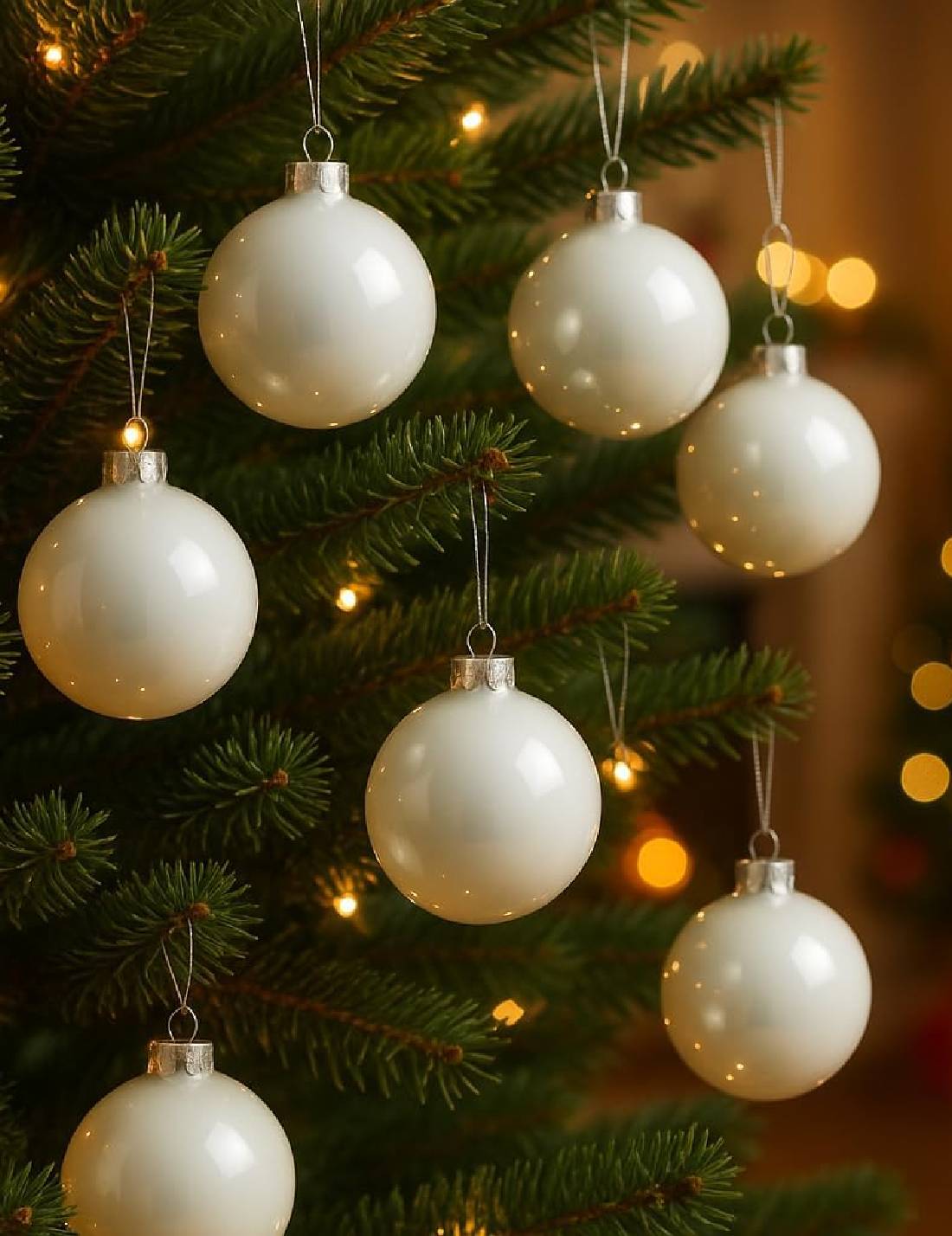 Pallina Albero Di Natale In Vetro Bianco Inverno 8cm