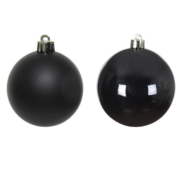 Palline Albero Di Natale In Vetro Nero Assortito 8cm