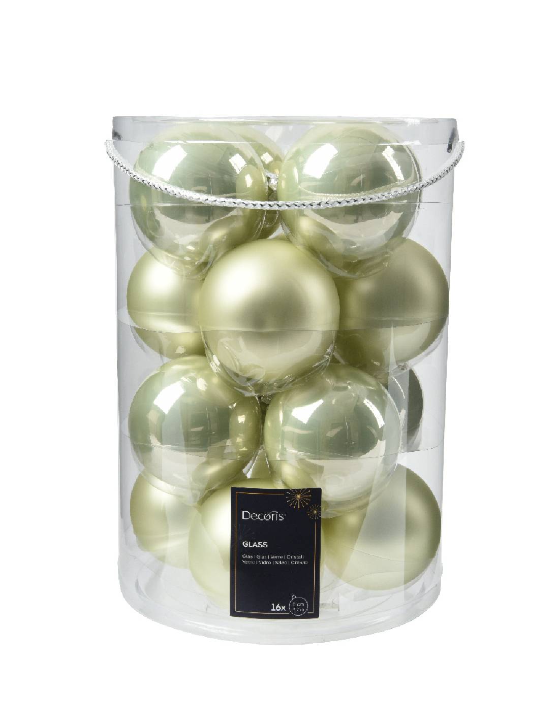 Pallina Albero Di Natale In Vetro Bianco Menta 8cm Prodotto Assortito