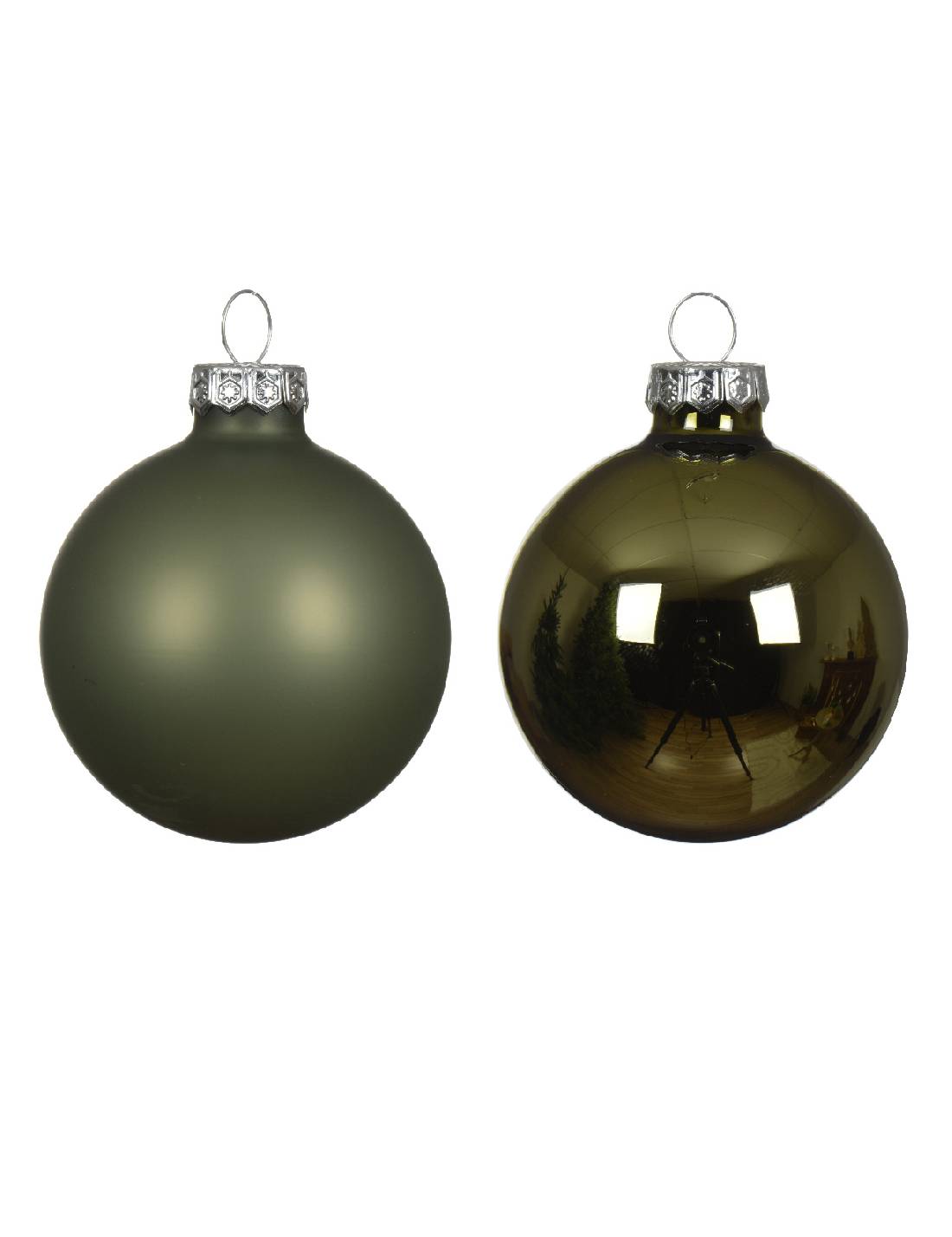 Pallina Albero Di Natale In Vetro Verde Rosmarino 8cm Prodotto Assortito