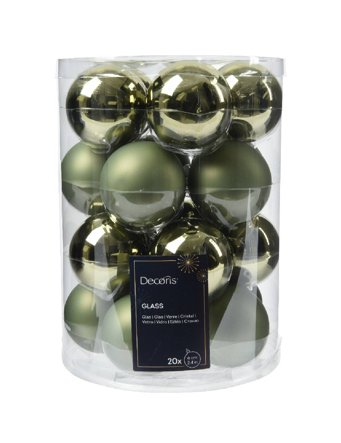 Pallina Albero Di Natale In Vetro Verde Rosmarino 6cm Prodotto Assortito