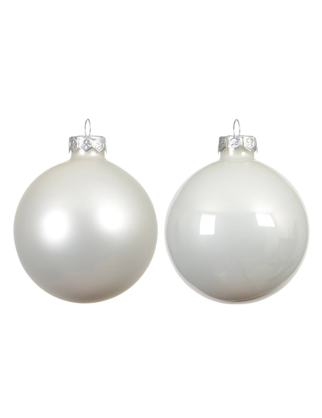 Pallina Albero Di Natale In Vetro Bianco Inverno 10cm