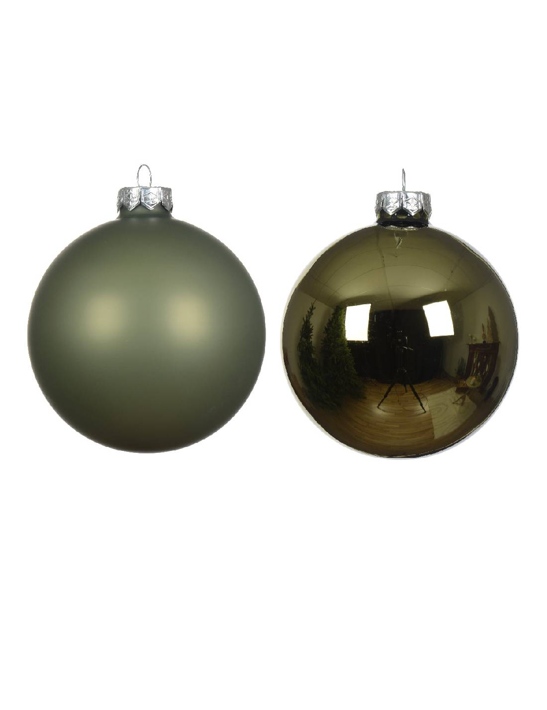 Pallina Albero Di Natale In Vetro Verde Rosmarino 10cm Prodotto Assortito
