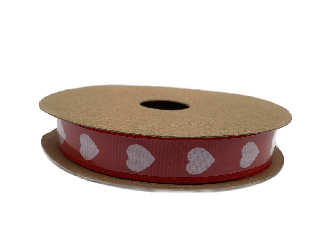 Nastro In Raso Rosso Cuori 16mmx20m