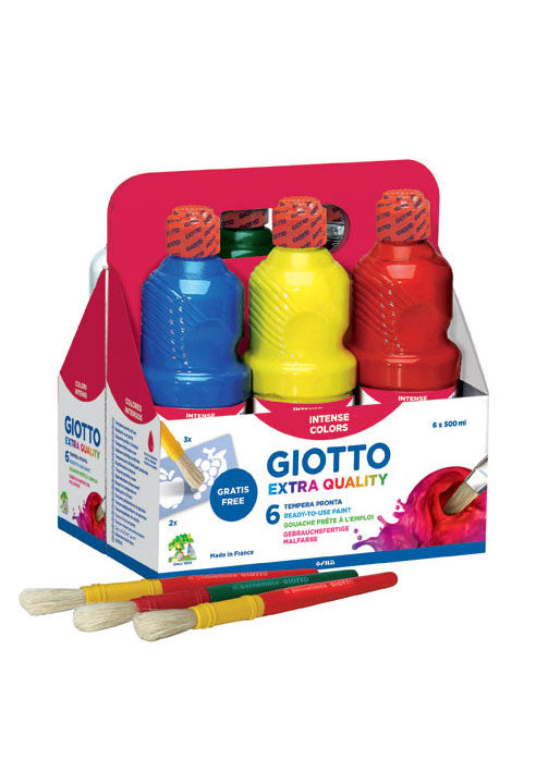 Giotto Confezione Tempera Acrilica 500ml Colori Assortiti 6Pz.