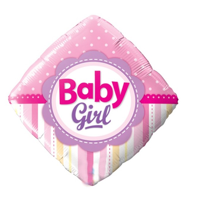 Palloncino Metalfoil Rosa Rombo Baby Shower Baby Girl 18" 46cm