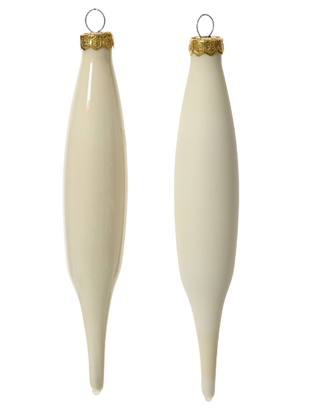 Pallina Albero Di Natale In Vetro Stalattite Bianco Lana 15cm