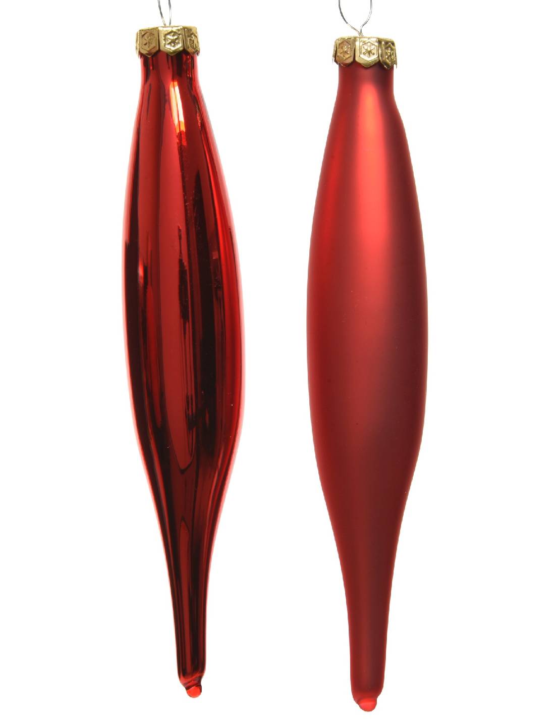 Pallina Albero Di Natale In Vetro Stalattite Rossa 15cm