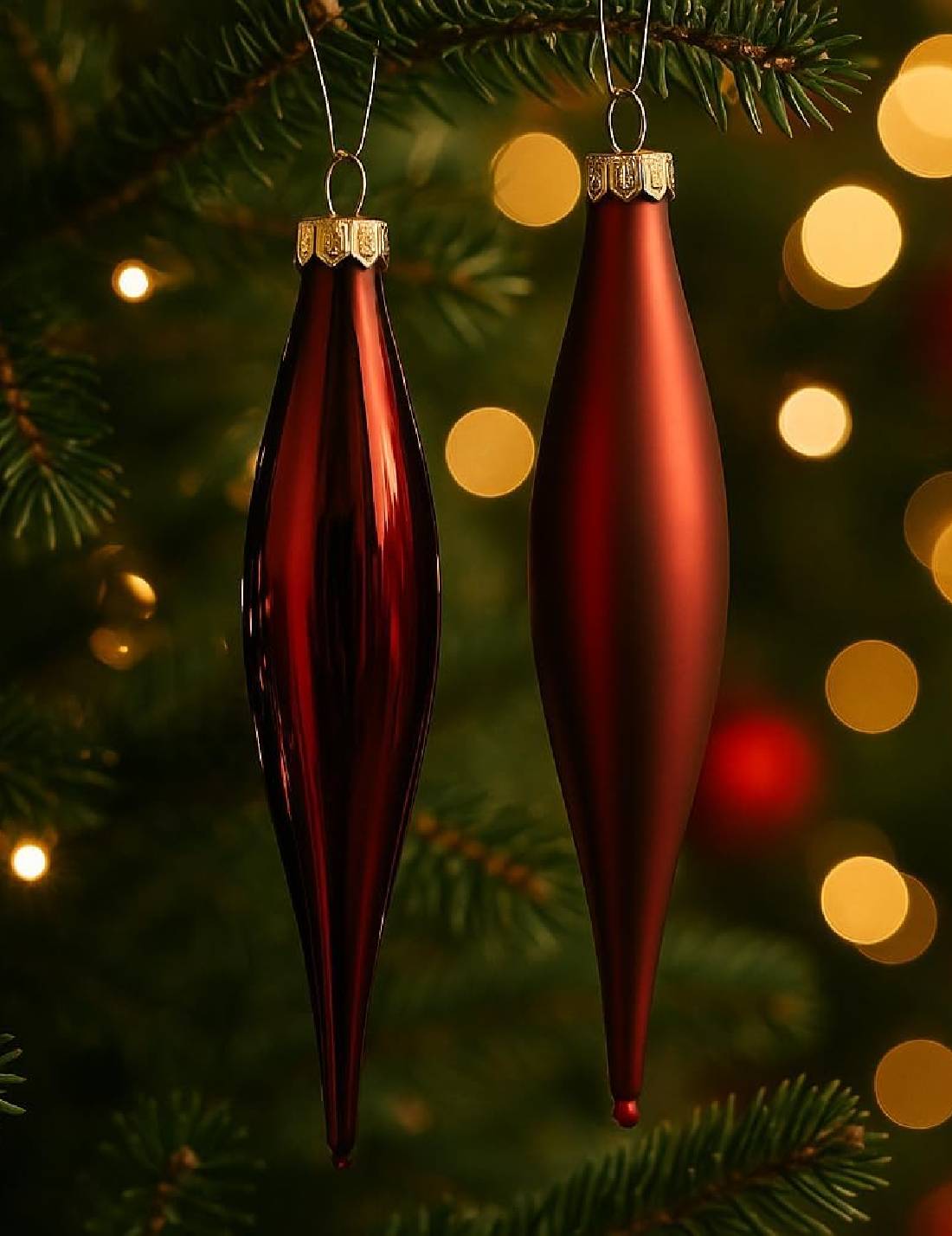 Pallina Albero Di Natale In Vetro Stalattite Bordeaux 15cm