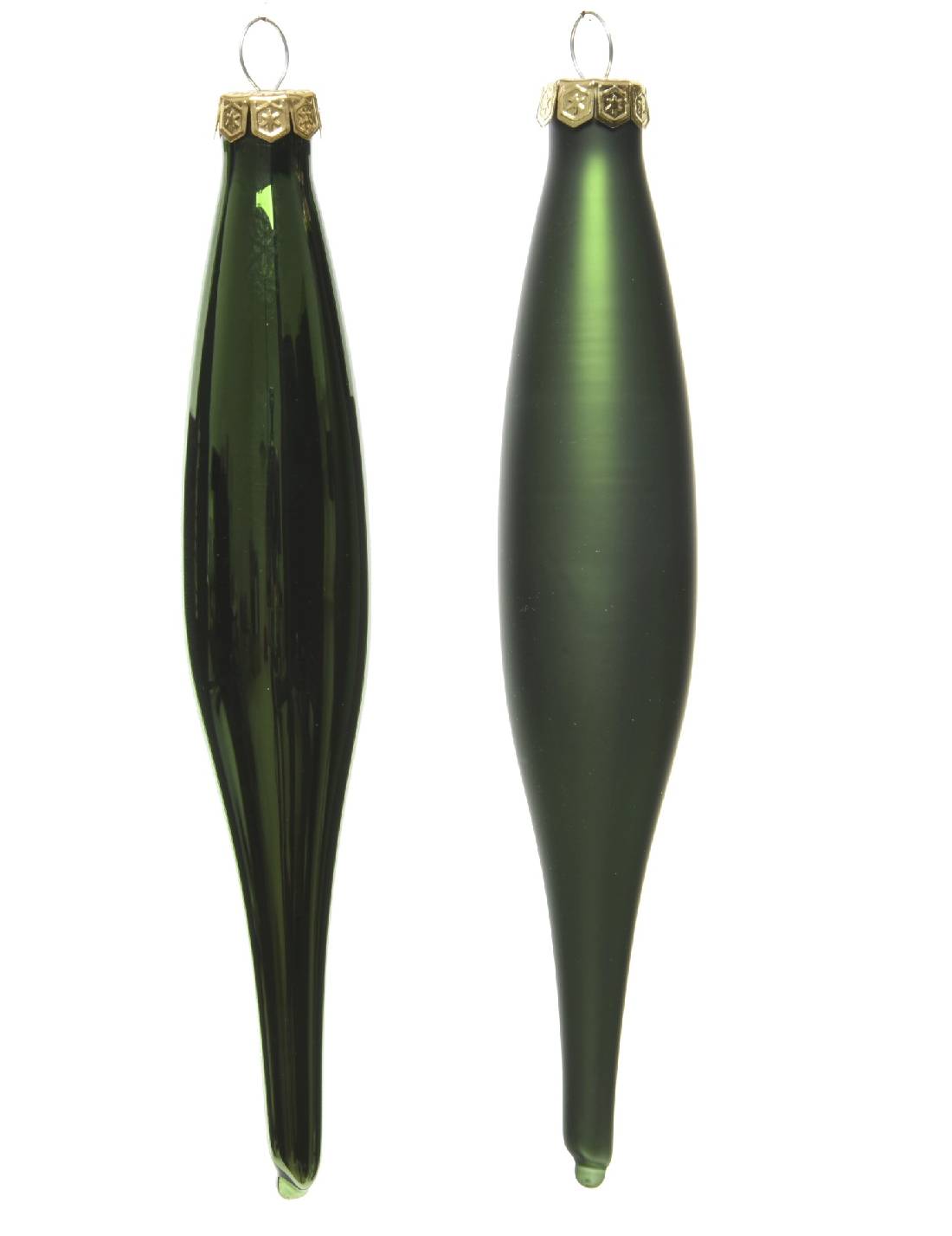 Pallina Albero Di Natale In Vetro Stalattite Verde Pino 15cm
