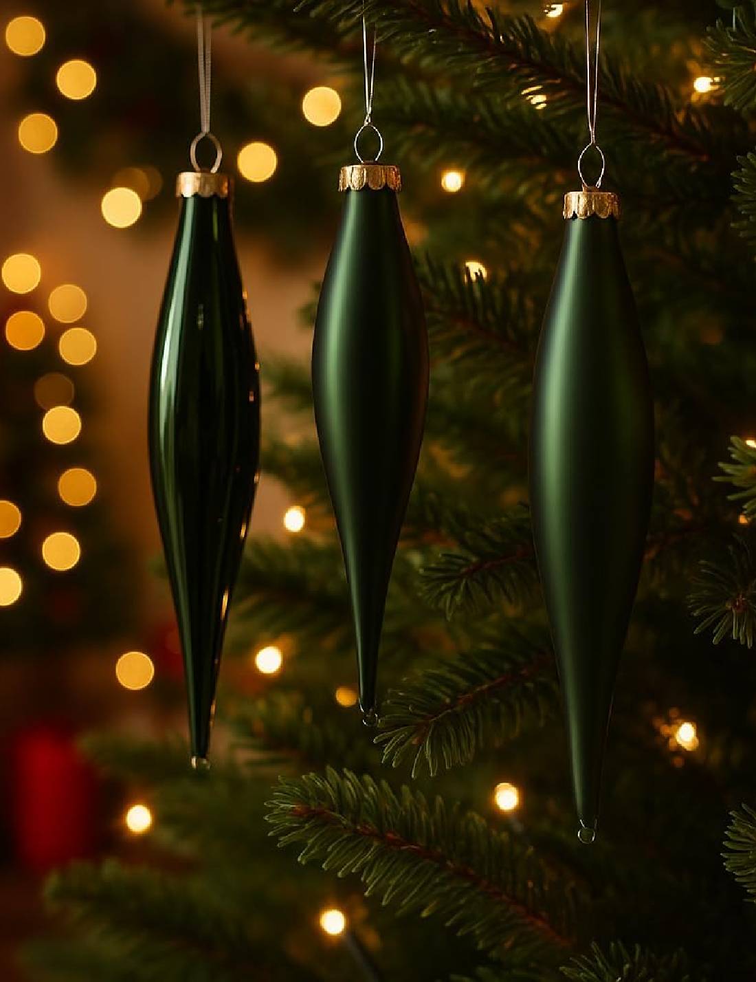 Pallina Albero Di Natale In Vetro Stalattite Verde Pino 15cm