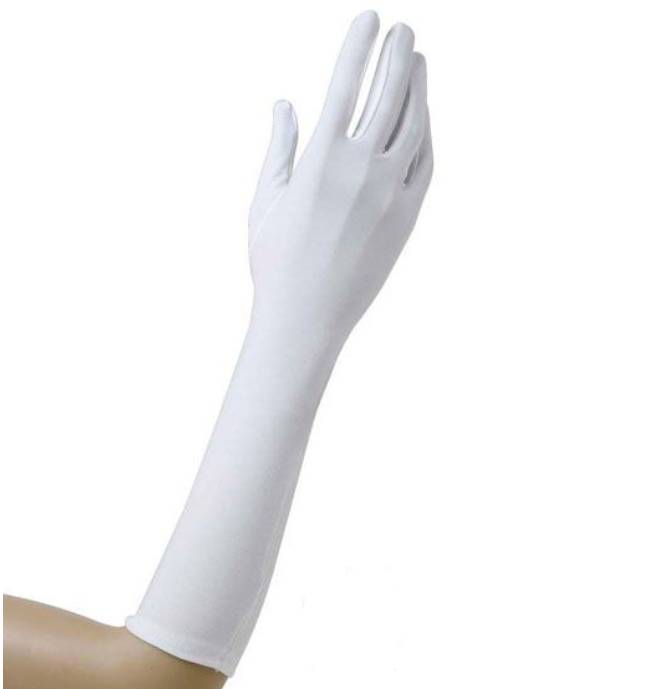 Accessorio Di Halloween Carnevale Guanti Bianchi Unisex 40cm
