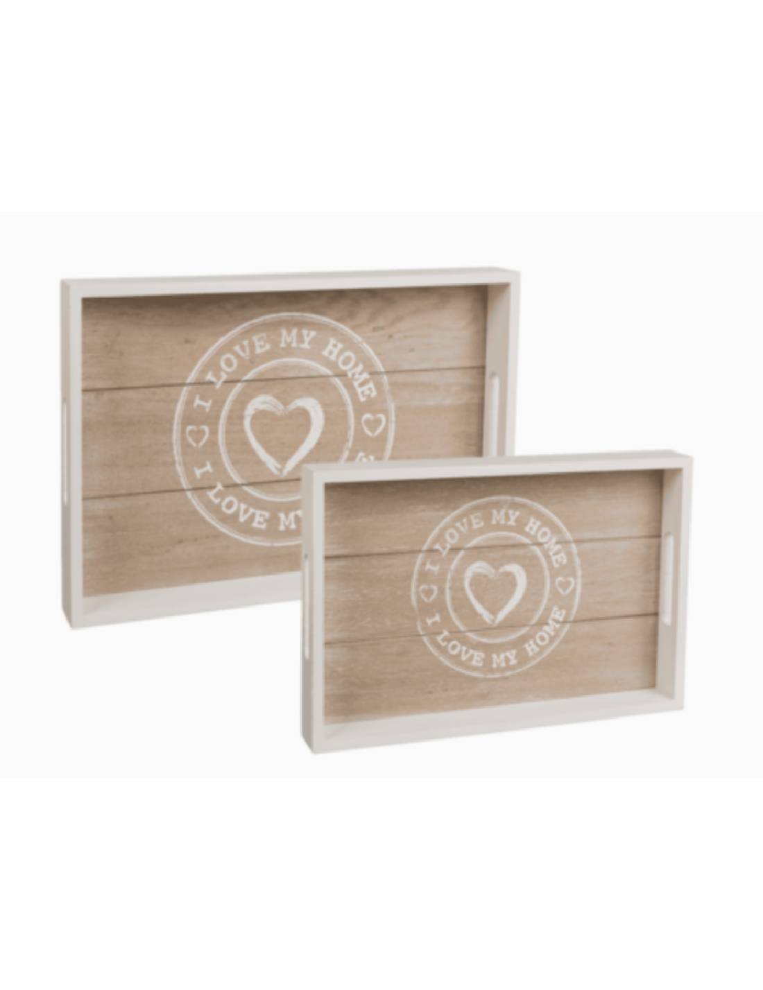 Set 2 Vassoi "I Love My Home" In Legno
